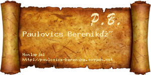 Paulovics Bereniké névjegykártya